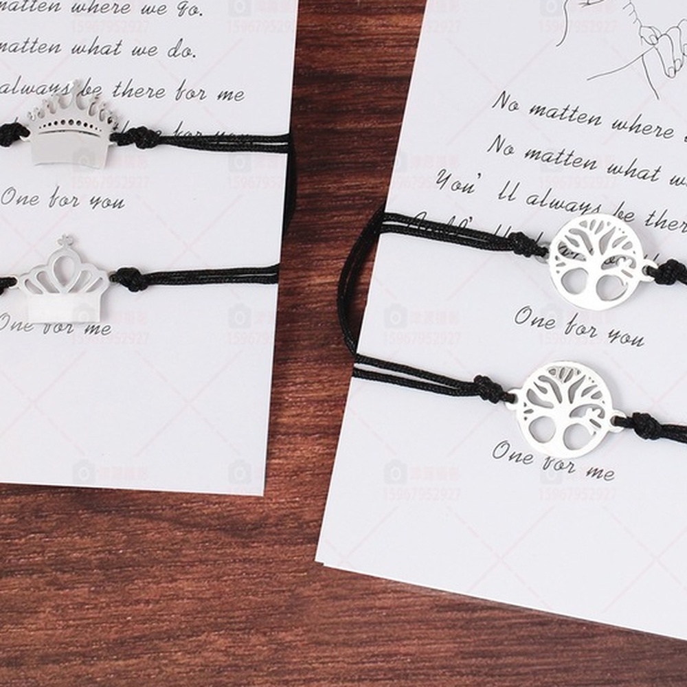 Sepasang Gelang Bahan Stainless Steel Gaya Eropa Dan Amerika Untuk Pasangan