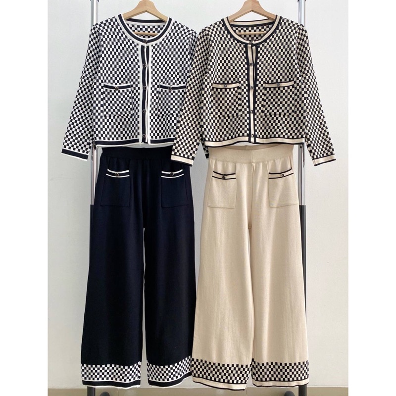 setelan rajut cewek setelan baju celana tajut setelan sweater import bangkok baju rajut set baju kni
