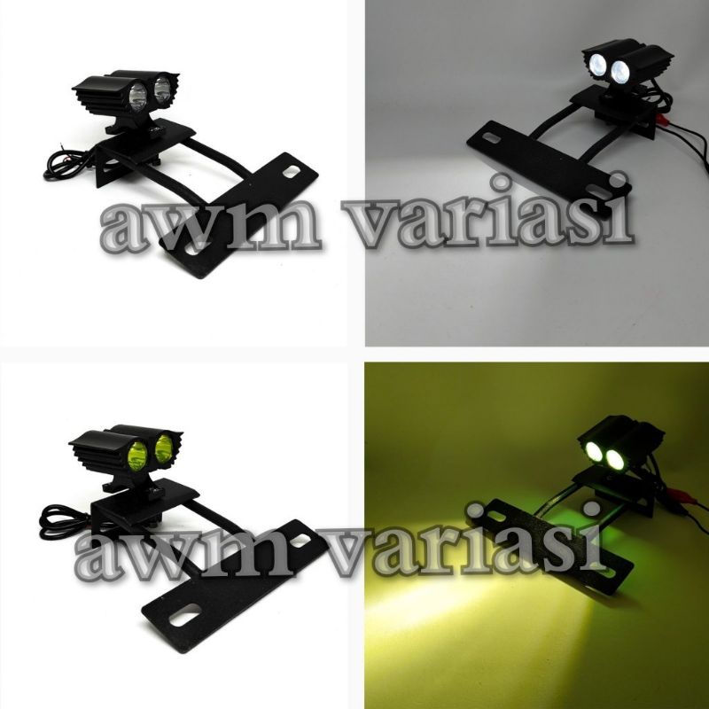 (Paket) Lampu LED Depan 2 Mata (Model Mata Elang)Plastik