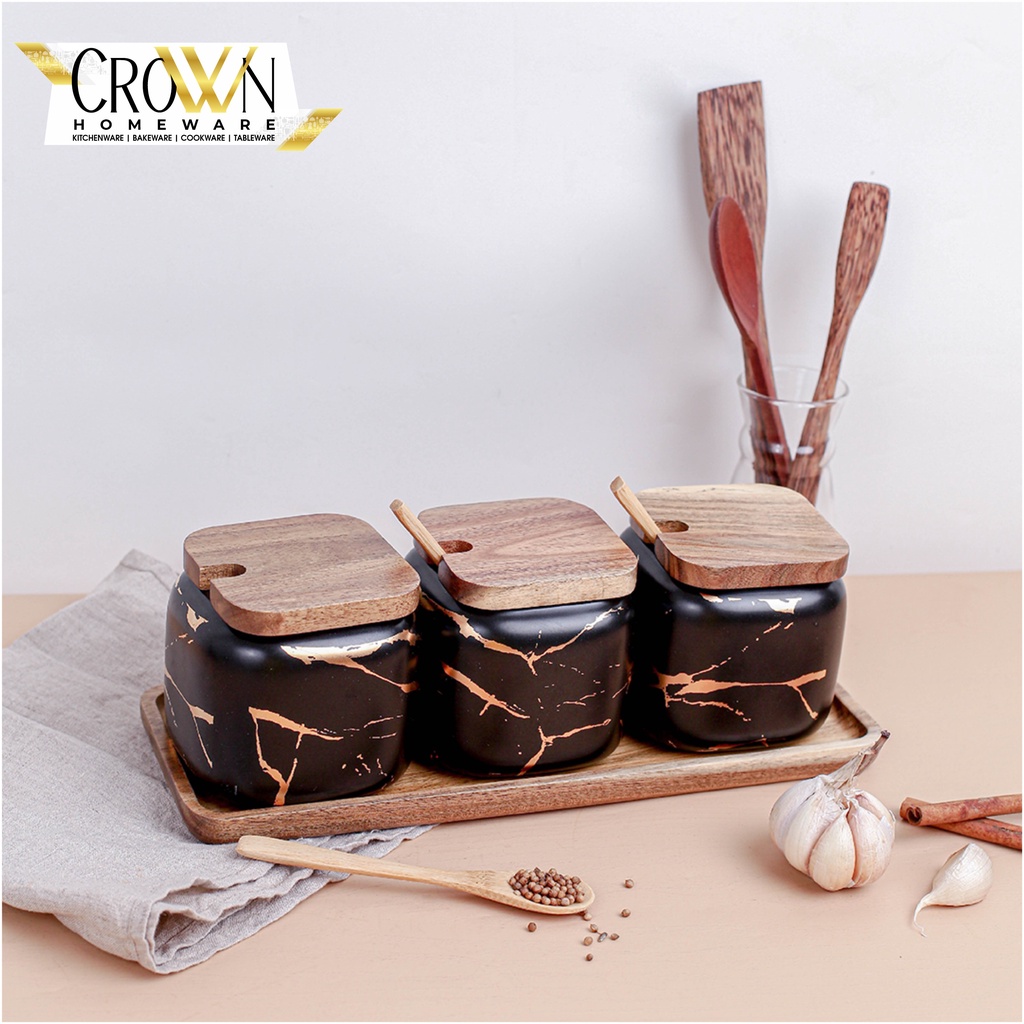 Rak Toples Nordic Tempat Ceramic Spice Jar Rack Bumbu Dapur Keramik Marble Marbel Marmer Set Mewah