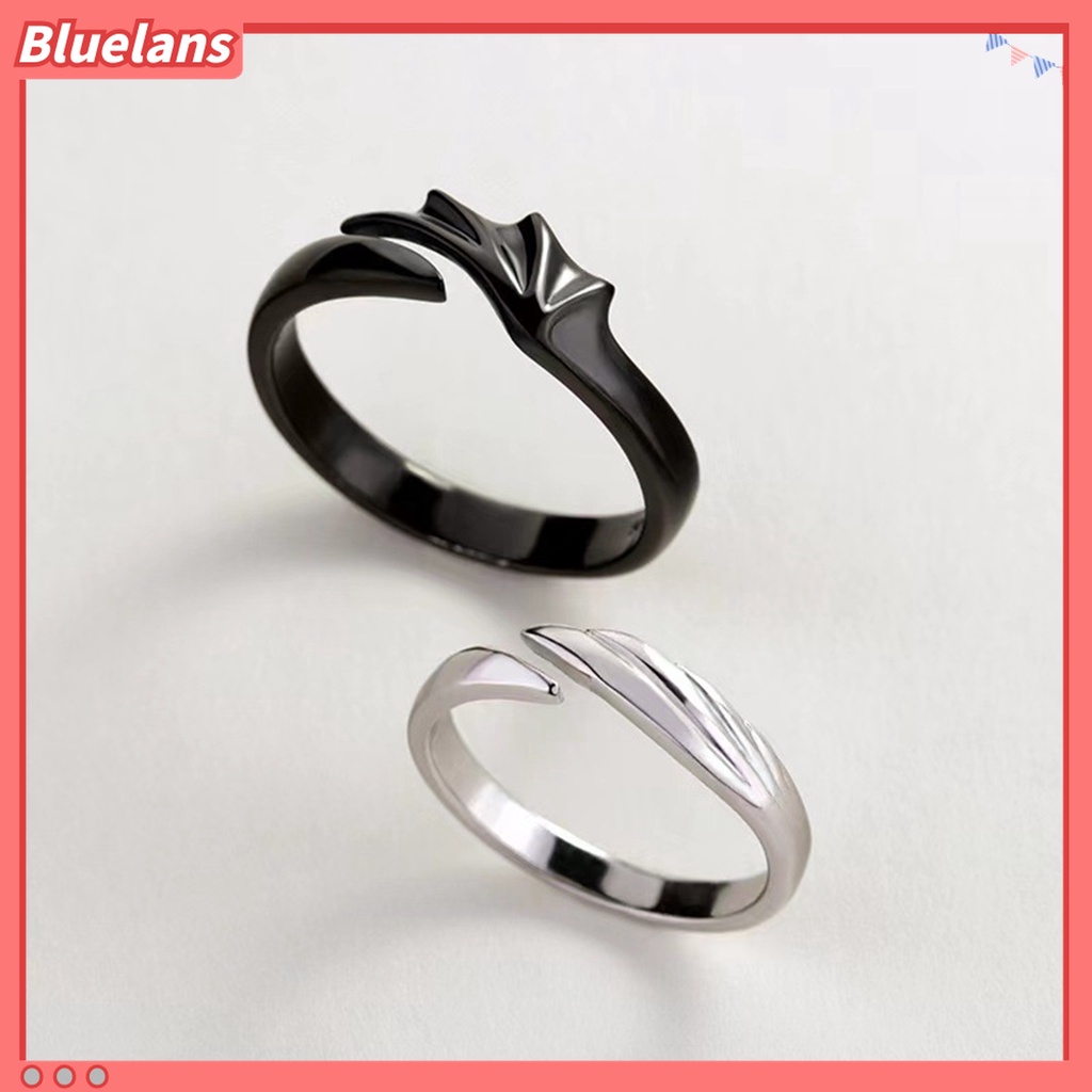 2 Pcs Cincin Pasangan Model Terbuka Bahan Logam Tahan Karat Untuk Hadiah Ulang Tahun Wanita