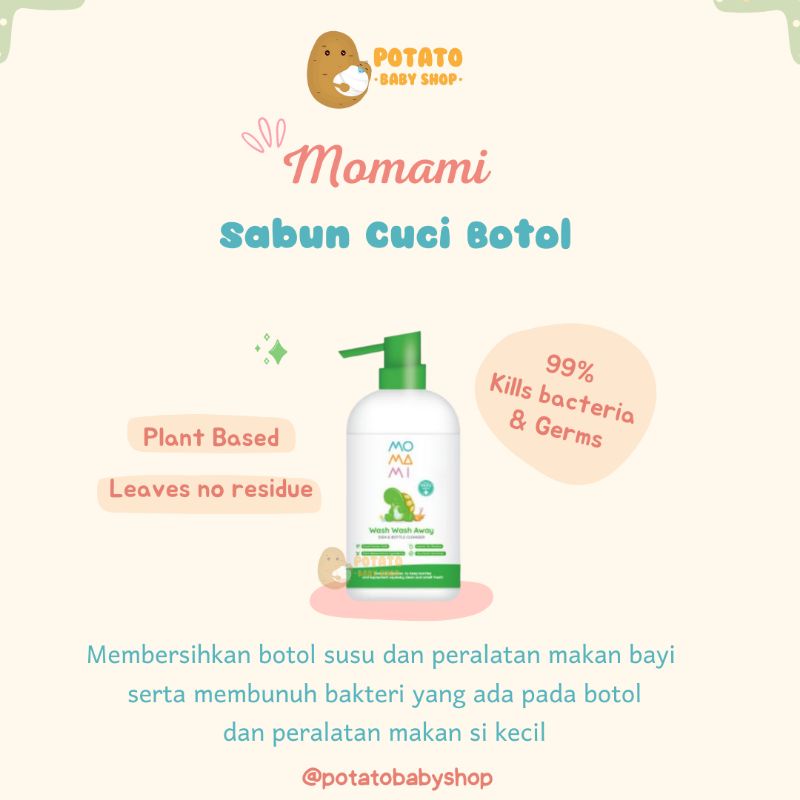 Momami Wash Wash Away Dish &amp; Bottle Cleanser 500ml - Sabun Cuci Botol Bayi