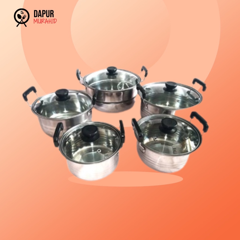 DM - Panci NDO Steamer Pot + Tutup Kaca 11 Pcs HC Variasi