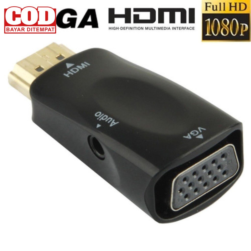 (BAYAR DITEMPAT) Taffware Adapter HDMI ke VGA &amp; AUX 1080P - S-PC-0389