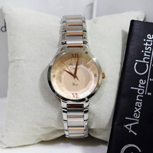 Jam Tangan Cantik Wanita Alexandre Christie AC 2616 Silver Rosegold Original
