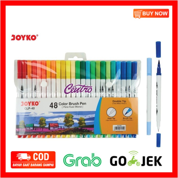 

(BISA COD) Joyko Color Brush Pen Pena Dual Tip Spidol Set 48 Warna CLP-40 CLP40