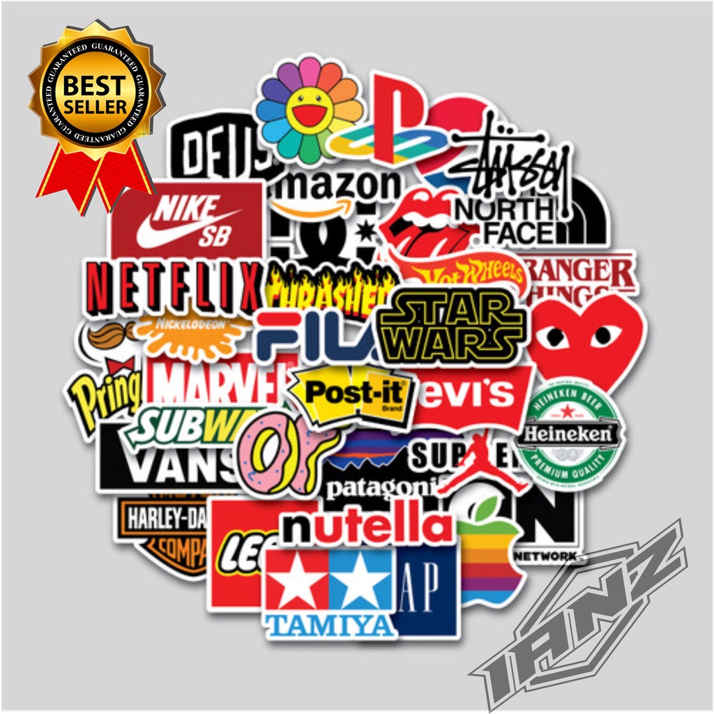 50pcs Stiker pack Sticker Aesthetic logo brand  untuk laptop case tumbler stiker laptop