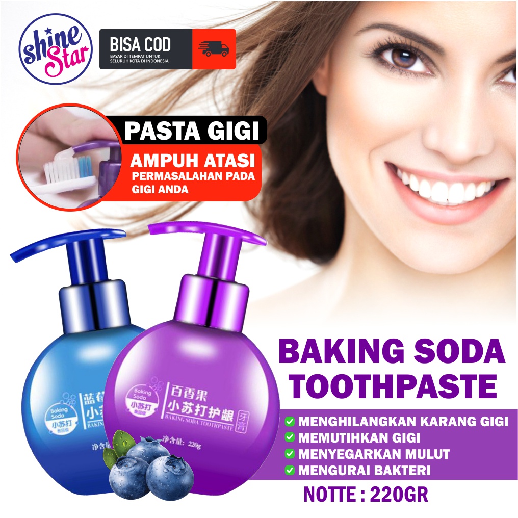 SHINE STAR - [ COD ] Pasta Gigi Baking Soda Ampuh Memutihkan Gigi Kuning Instan Putih &amp; Membersihkan Karang Gigi / Pemutih Gigi