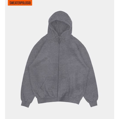SWEATERPOLOSID  Hoodie Zipper Size M - XXL ( Pria & Wanita ) (Polos)-ABU MISTY TUA