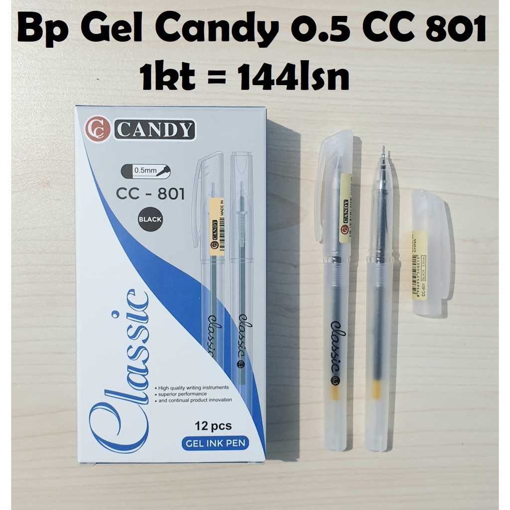 

1 Lusin/ 12 Pcs Bolpen/ Pulpen/ Pena Gel Candy Putih Transfaran CC-801