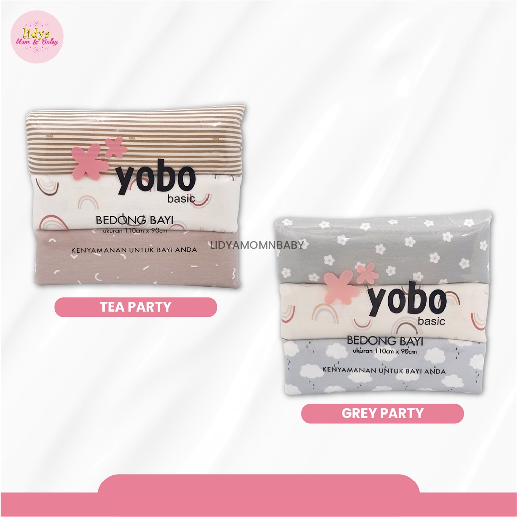 Bedong Bayi Persegi Panjang Classic Baby Swaddle Yobo By Babyu Bahan Kaos Lembut 1 Paket Isi 3 MIX  By Lidyamomnbaby