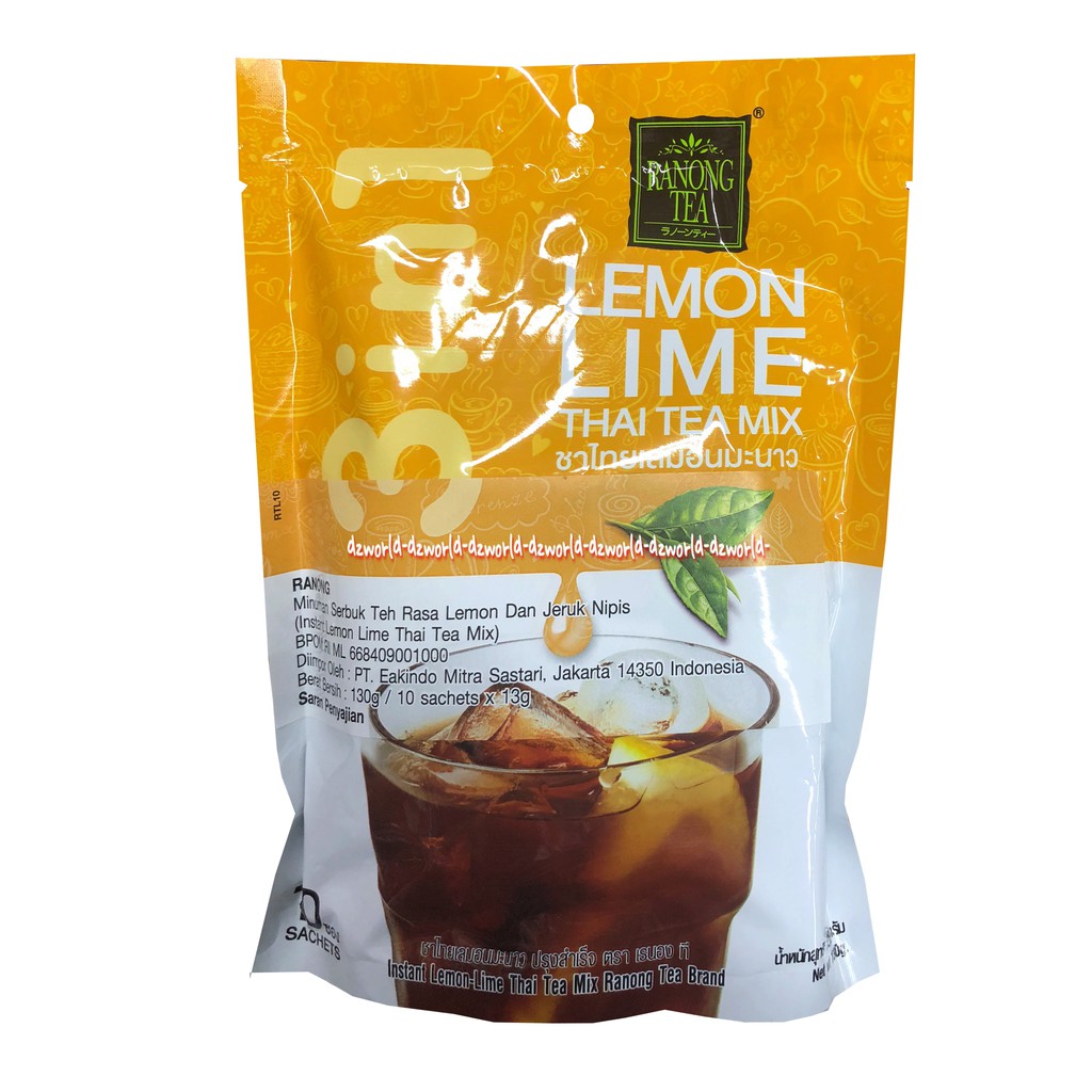 Ranong Tea Lemon Lime Thai Tea Minuman Serbuk Teh Rasa 10 Sachet Teh Bubuk Instan