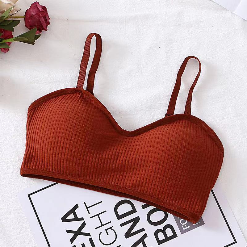 bh-6 Bra Wanita Tanpa Kawat Bahan Halus BH Pakaian Dalam Bra Push Up Elastis Sexy-Bh-6 Merah