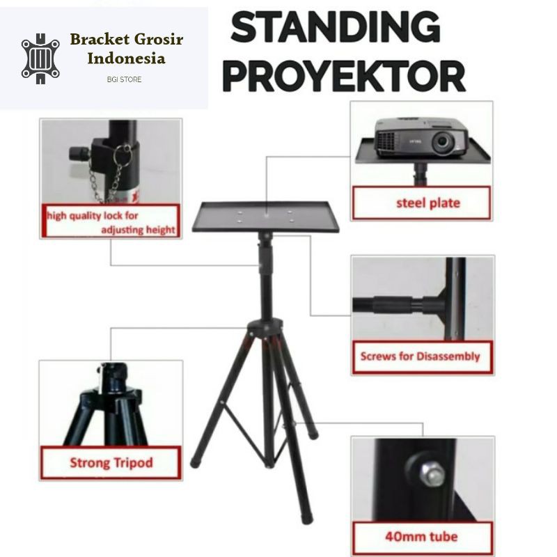 BRACKET PROYEKTOR STANDING TINGGI 160Cm ADJUSTABLE PRODUK ANAK BANGSA