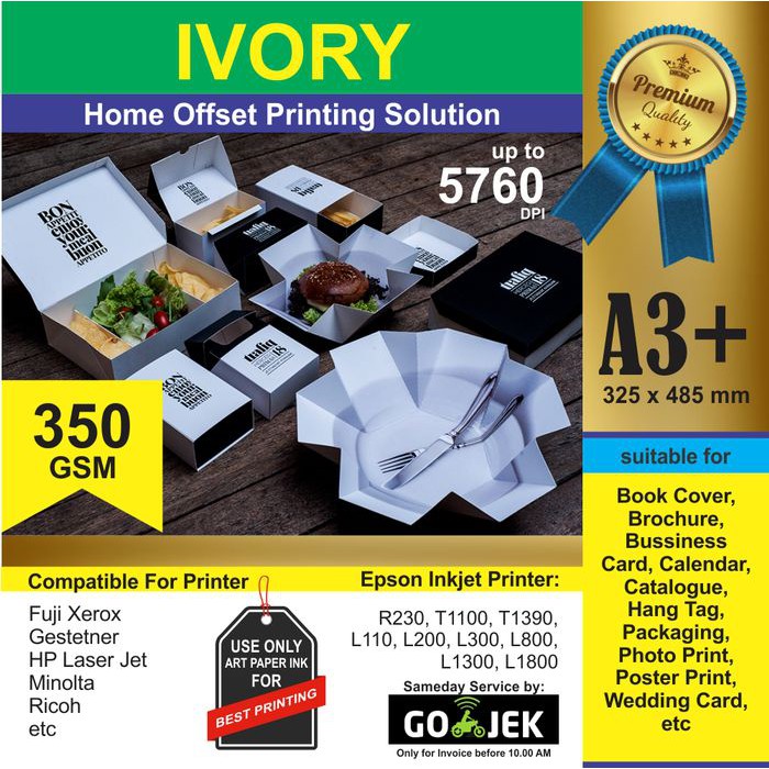 

Dijual Kertas Karton IVORY 350 gsm A3+ 32.5 x 48.5 cm Limited