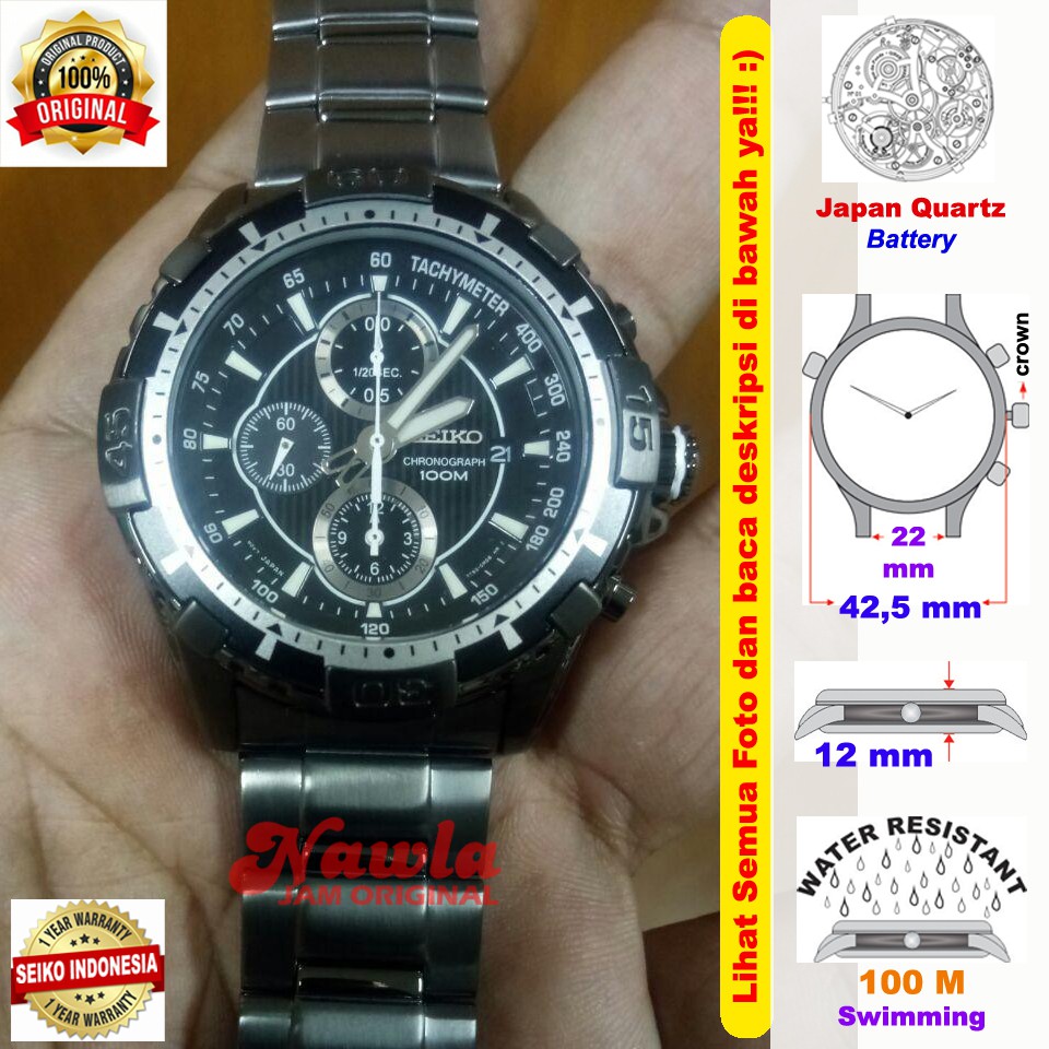 Seiko Quartz SNDC21P1 Chronograph Black - Jam Tangan Pria SNDC21