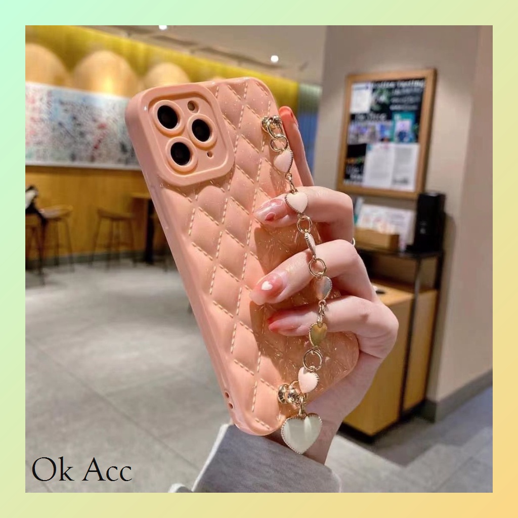 Holder Case Tali rantai Hati Love Cover Kamera for Vivo Y11 Y12 Y15 Y17 Y15s Y21 Y21s Y33s Y91 Y93 Y95 Y91C KP