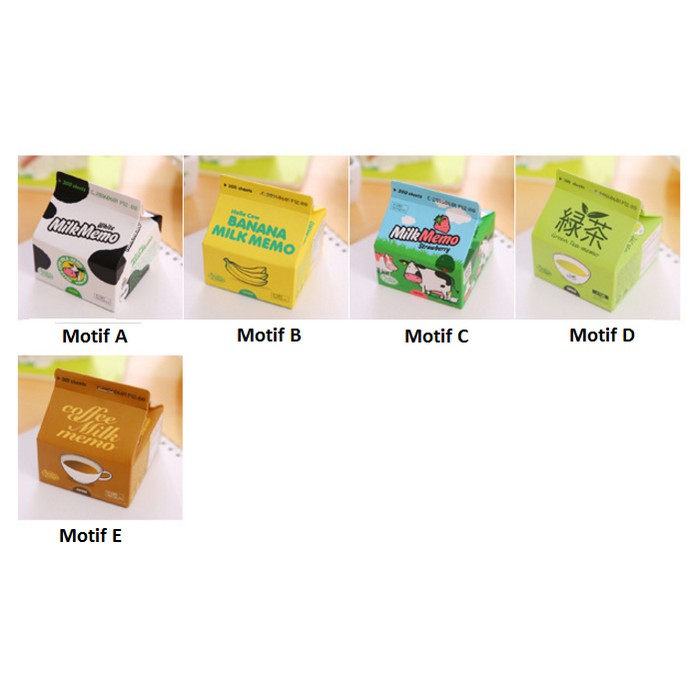 

Notepad kertas memo portable unik bentuk kotak susu - KSY072 - Motif E