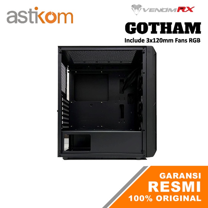 VenomRX Casing PC Gotham ATX Tempered Glass 3x120mm RGB Fan