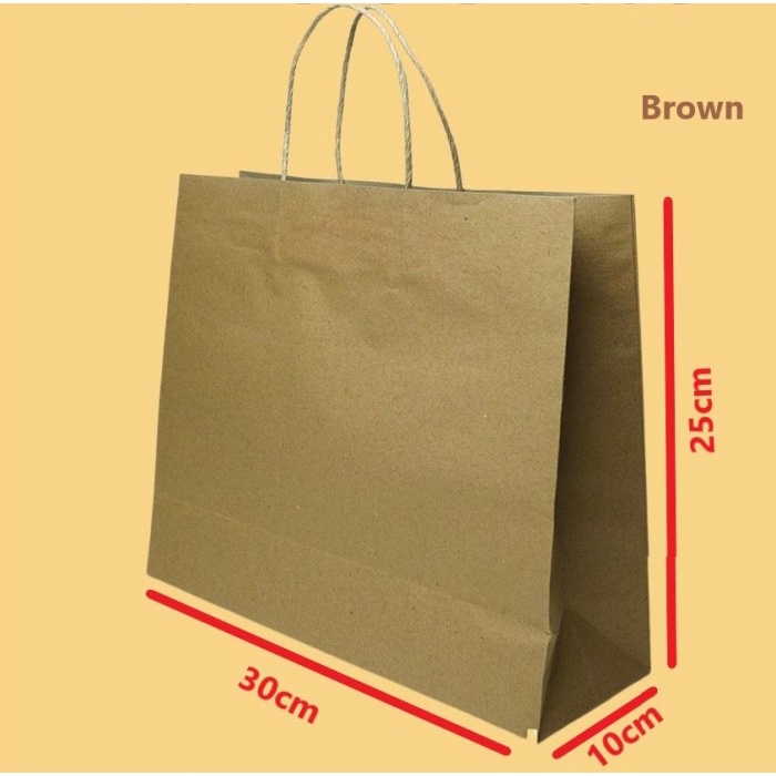 

Paperbag/ Paper bag/ Kantong kertas aneka warna ukuran 30x10x25cm - Cokelat