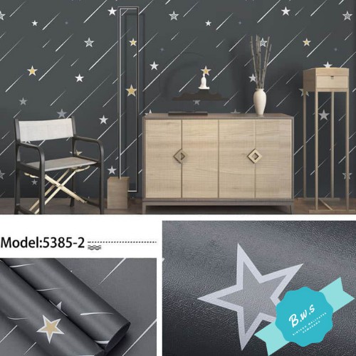 Wallpaper Sticekr Dinding Motif Hitam Bintang Jatuh //10m x 45cm