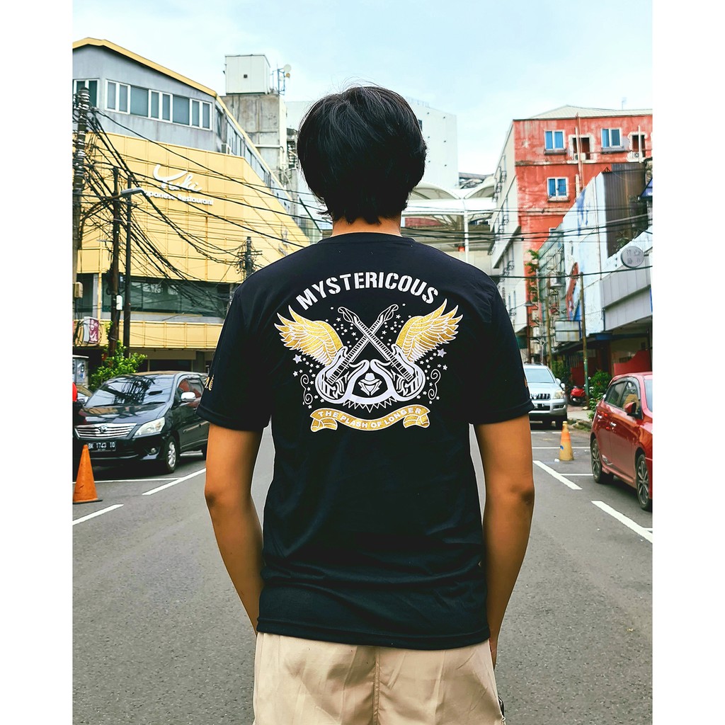 Mystericous Base tee Kaos Polos Hitam 30s Combed GUITAR