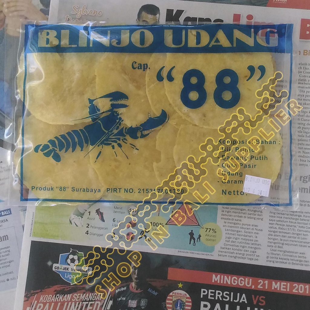 Keripik / Krupuk Blinjo Udang, Manis, Mentah, Merk 88