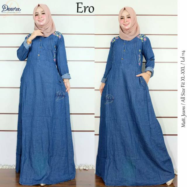 ERO gamis jeans bordir by denora ❤️ 2301