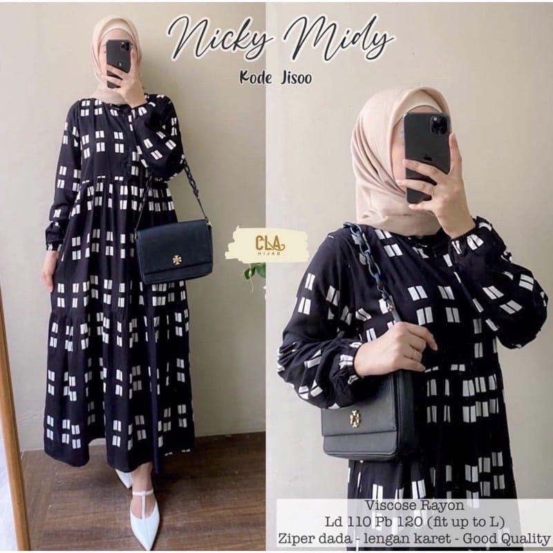 Nicky Midi Dress Bahan Katun rayon