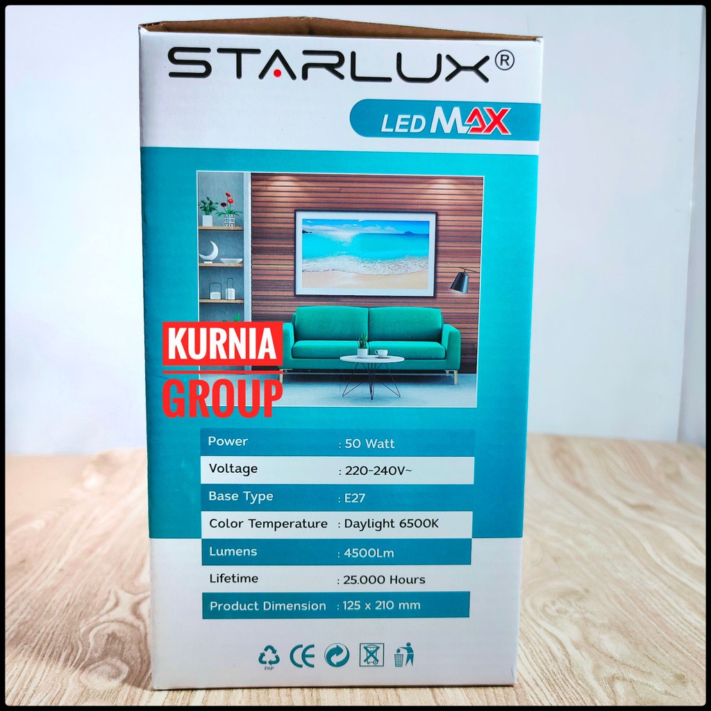 STARLUX MAX 50W CAPSUL Lampu LED Putih 50Watt Jumbo Super Terang Bohlam Capsule Kapsul Starluk MAX STM-58200DL Garansi 50 Watt Bola Lampu Besar Ruangan Besar Kualitas Premium Termurah Terlaris