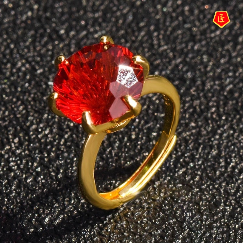[Ready Stock]Fashion Exquisite Colored Gems Open Ring for Women