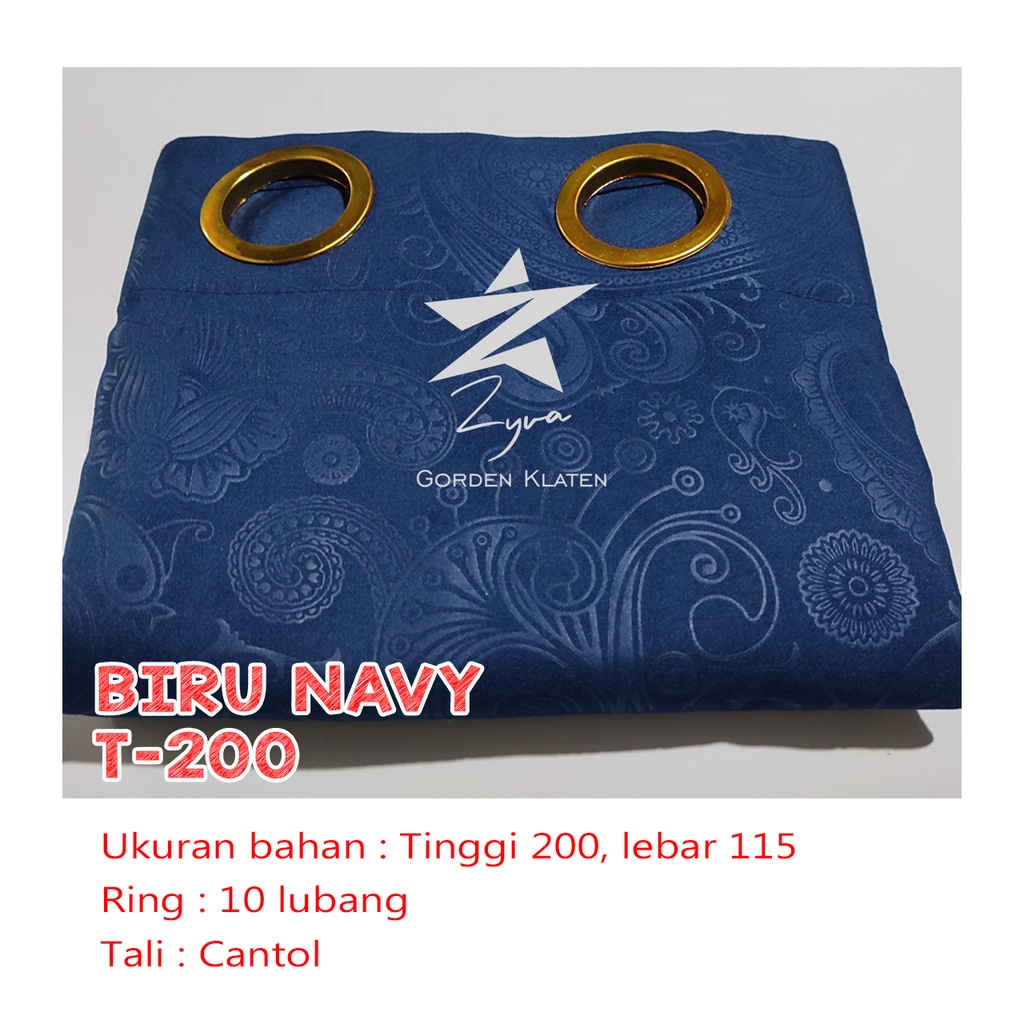 Gorden Polos Embos murah smokring 12 lubang Pintu Jendela Gorden Coklat polos Gordyn Hordeng Tirai-B NAVY 200X115