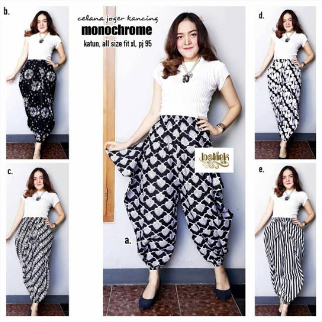 Grosir Batik  Celana  Batik  Jogger Kancing Monochrome 