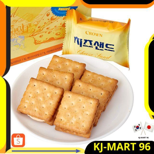 

MAKANAN KOREA/KOREAN FOOD/SNACK KOREA IMPORT CROWN CHEESE SAND 60 GR-KREKER SANDWICH KRIM KEJU KOREA