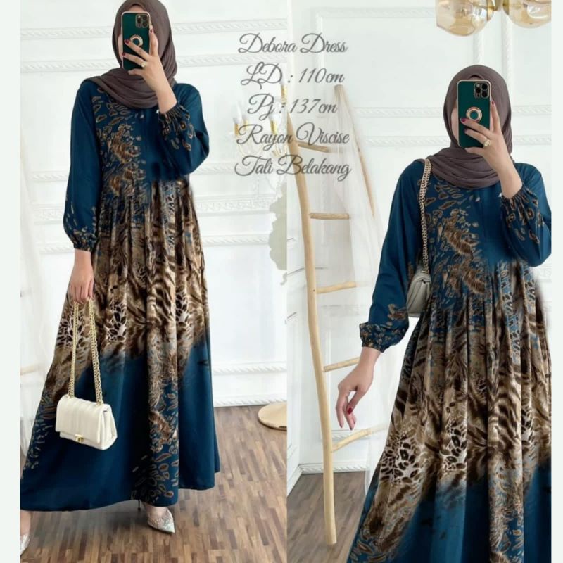 Orimoza Amarta gamis muslim rayon motif busui-HD DEBORA LD106