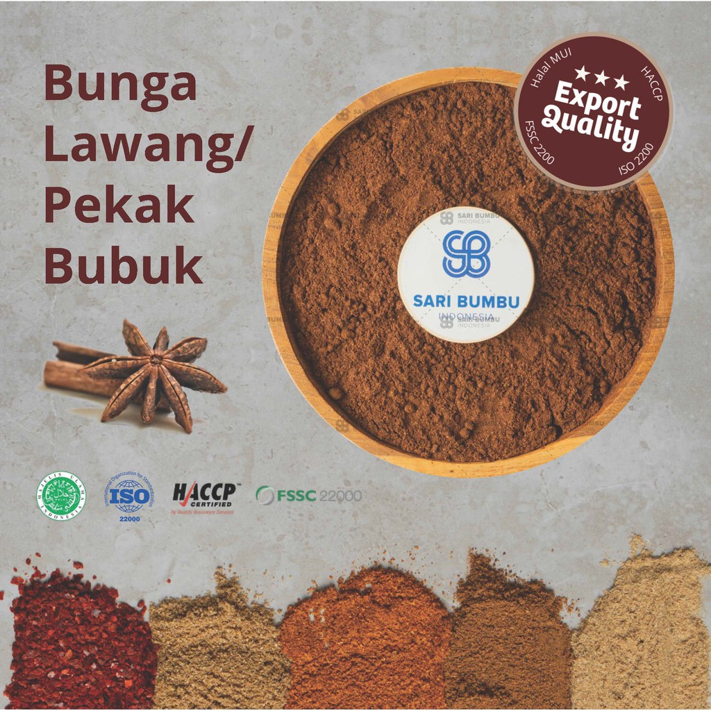 

Pekak / Bunga Lawang Bubuk / Staranise Powder - (Small Pack) Rempah *Export Quality
