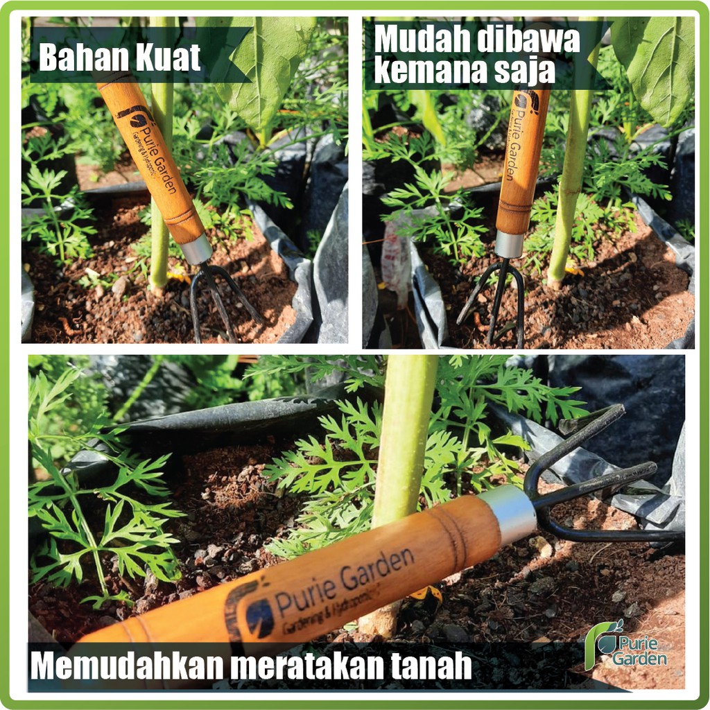 Garu Mini Garpu Garukan Tanah Berkebun Bahan Kuat Puriegarden PG SBY