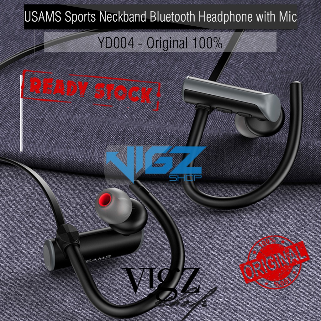 USAMS Sports Neckband Bluetooth Headphone with Mic YD004 Original Black