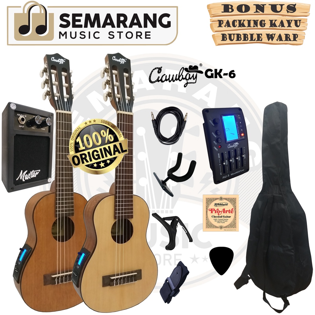 ORIGINAL!!! Guitalele Elektrik Import Merk Cowboy GK-6 NA GK 6NS Equalizer Tuner Cowboy AW-5