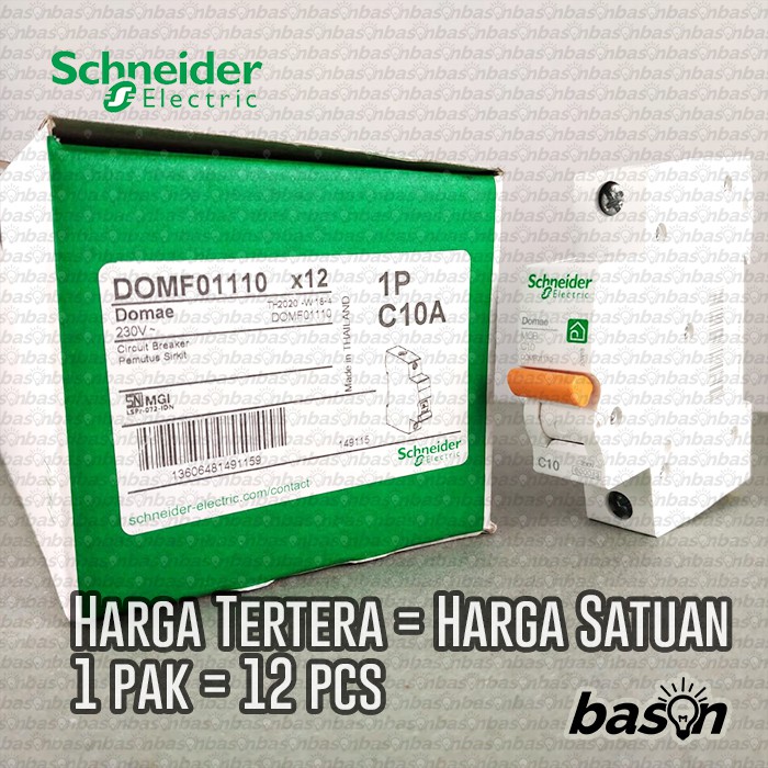 SCHNEIDER MCB Domae 1Phase 10A - circuit breaker / pemutus sikrit