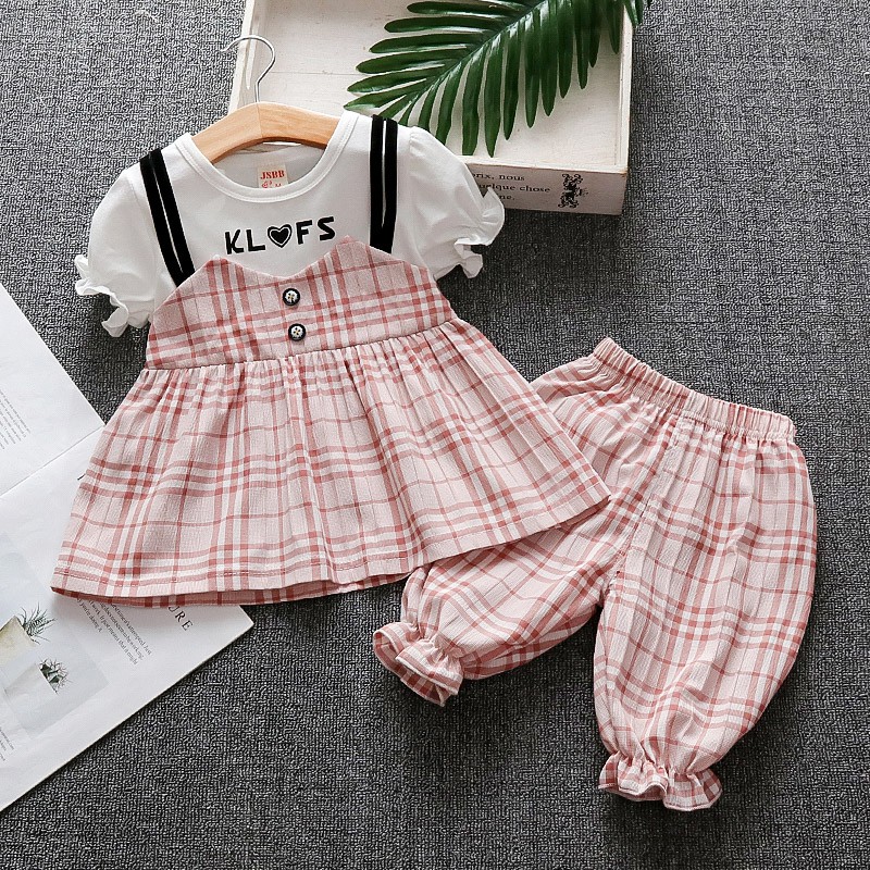 Baju Setelan anak Perempuan cewek lengan pendek 2IN1 Katun IMPORT Korean Style Umur 1-5tahun-4