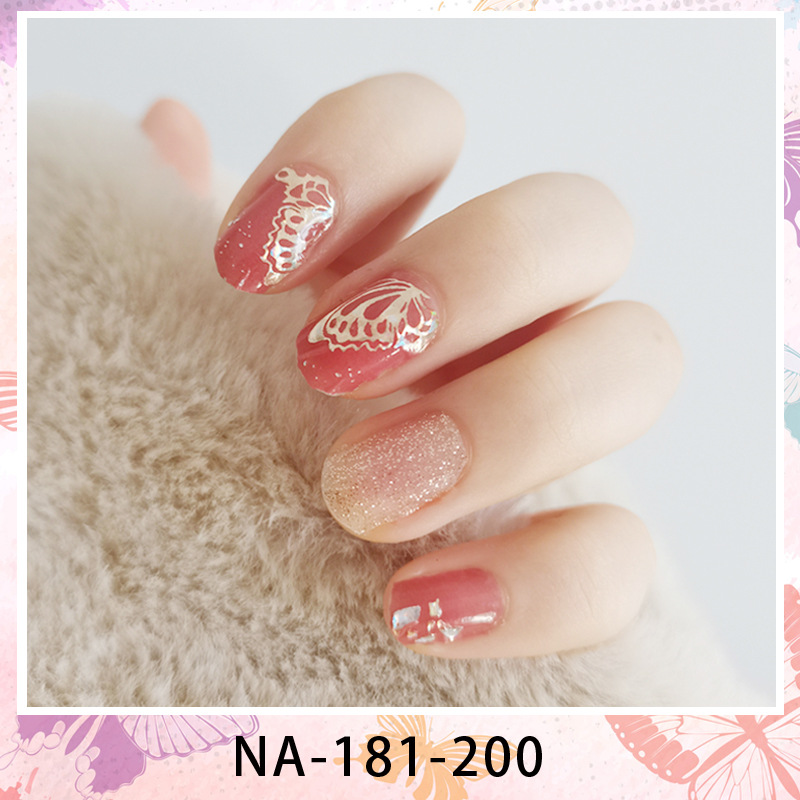 Na181-200 Lembar / Lembar Stiker Kuku Palsu 3d Bronzing Untuk Nail Art Diy