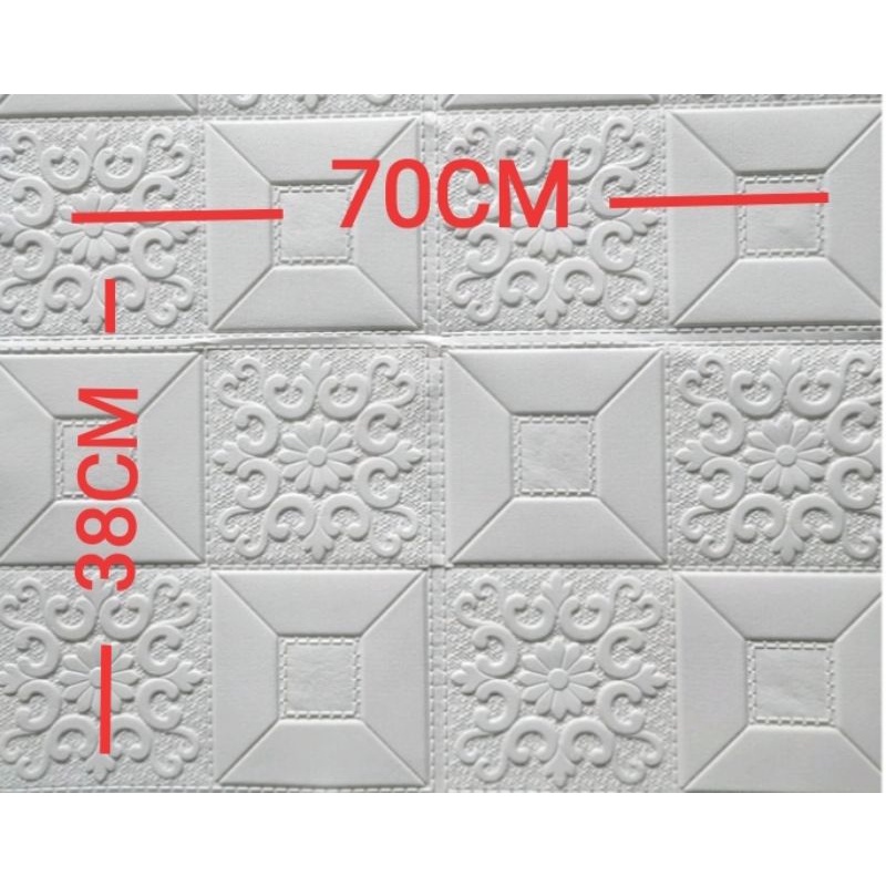 Wallpaper Dinding 3D Foam Motif Batu Bata Ukuran 77 x 70 CM Dekorasi Dinding Kamar Rumah Murah//List Wallpaper uk.11x70cm-R1B PUTIH 70X38CM