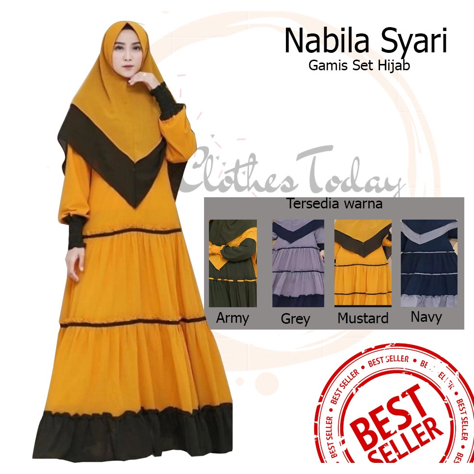 Gamis Syari Terbaru 2022 asdf / Gamis Syari Jumbo Set Hijab Nabila Syari ld  110 120 140 Ukuran L XL