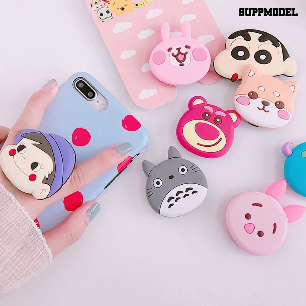 Sdl Stand Bracket Grip Jari Holder Handphone Desain Kartun Bayi Anjing / Beruang Dengan Perekat