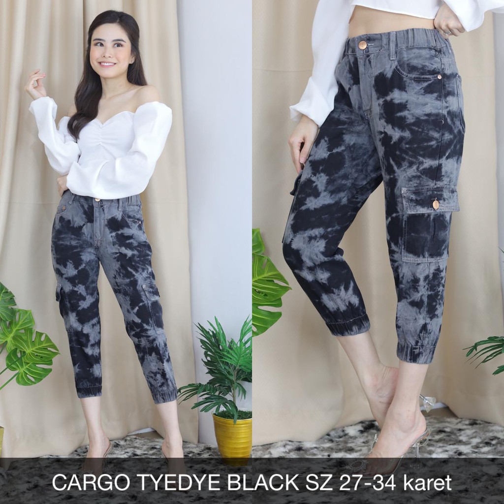 CELANA JEANS WANITA CARGO TYEDYE SERIES