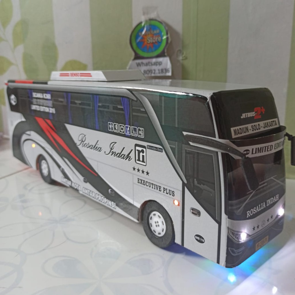 miniatur Bus bis /mainan bus bis rosalia indah plus lampu