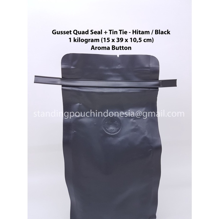 

Ds0Ds1D Kemasan Kopi Gusset Quad Seal 1Kg (Tin Tie + Valve) Hitam *Premium* Ds20X11