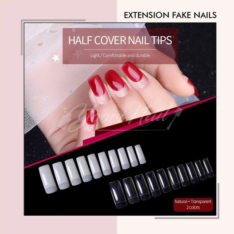 Extension nails pack isi 500pcs natural cream clear bening kuku palsu kupal fake nails nail tip