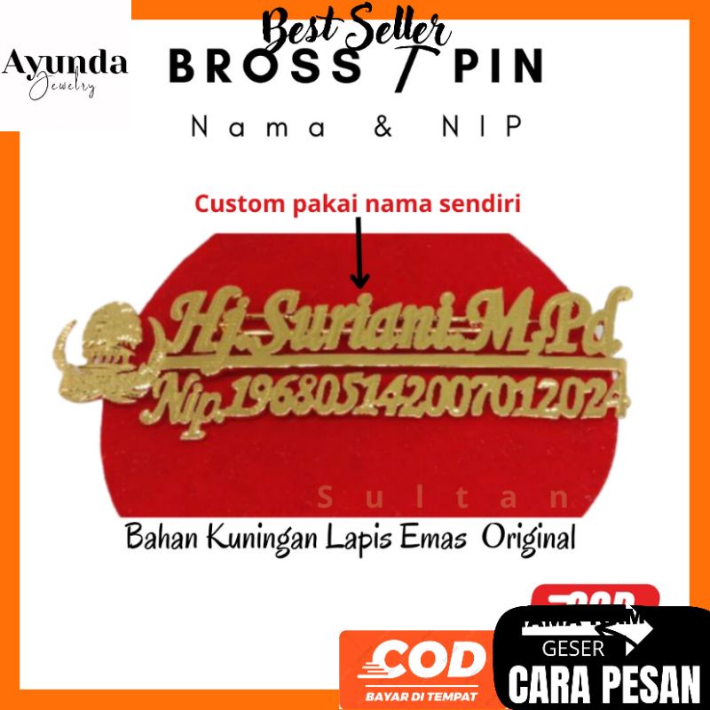 Bros nama Nip Bros Nip Pin Nip lapis emas Bisa custom Bros logo